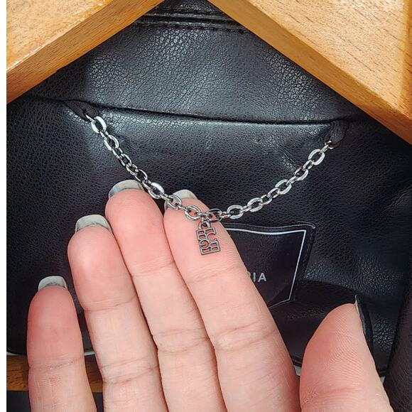 BCBGMAXAZRIA Black Vegan Leather Blazer Women's Size Large - Picture 4 of 14